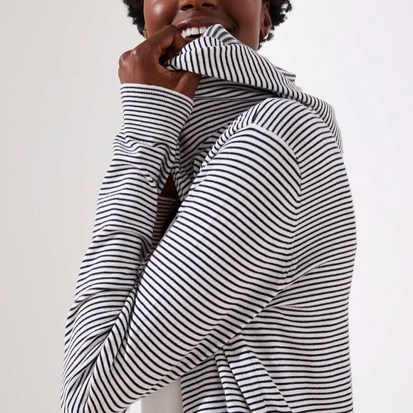 LOFT Sweaters - Women’s LOFT Striped Open Cardigan with Hood